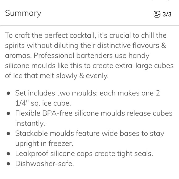 Williams Sonoma Colossal Cube Ice Cube Mold Set - Picture 3 of 3